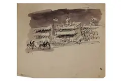 Untitled by Feliks Topolski, ink and wash on paper, offered Jul 2021