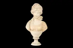 A late 19th century alabaster bust of a maiden by Adolfo Cipriani, sculpture, offered Jun 2021