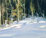 Edge of the Woods' and 'Windy Day' signed and inscribed verso 10 x 12in by Peter Maxwell Ewart, oil, sold Oct 2019