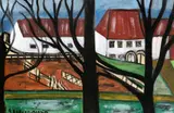 Mienege' a Rouge Cloitre signed 11.5 x 18in., unframed by Germaine Acarin, oil on paper, sold Oct 2019