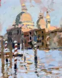 Evening, Salute, '98' signed 9.75 x 7.75in by Ken Howard, oil on board, sold Oct 2019