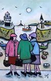 Having A Gossip' monogrammed 6.75 x 4.25in by Joan Gilchrest, oil on card, sold Oct 2019