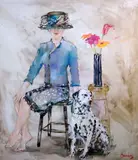 Black and white accesories' signed, Contemnporary Fine Art Gallery, Eton label verso 40 x 36in by Muriel Barclay, oil on canvas, sold Oct 2019