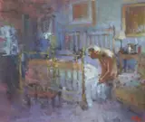 Untitled by Mark Rowbotham, oil on card, sold Oct 2019
