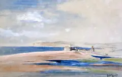 Looking towards Newhaven by Edward Lear, pencil, sold Oct 2019