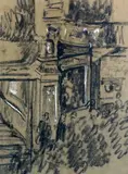 The New Bedford Music Hall' signed, Ewan Mundy label verso 11.75 x 8.75in by Walter Richard Sickert, charcoal and chalk, sold Oct 2019