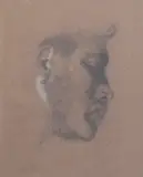 Black chalk heightened with whiteProfile study of a man's headMaas & Co by William Etty, drawing, sold Oct 2019