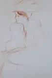 Sanguine chalkThe Winged Hatsigned by Samuel Peploe, drawing, sold Oct 2019