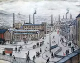 Huddersfield' signed and blind-stamped 17.75 x 22.25in by L. S. Lowry, print, sold Oct 2019
