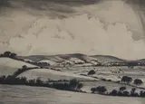 Drypoint etchingValley in the South Downs by Christopher Richard Wynne Nevinson, etching, sold Oct 2019