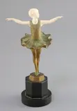 A patinated bronze and ivory figure of girl ballerina by Ferdinand Preiss, bronze and ivory, sold Oct 2019