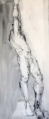 Black ink and grey washStanding male nude with arms aloftsigned by Elisabeth Frink, ink and grey, sold Oct 2019