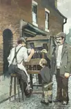 The Knife Sharpener by Tom Brown, oil on canvas, sold Nov 2020