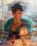 Reflection In The Caf de St. Germain by Konstantin Razumov, oil on canvas, sold Nov 2020