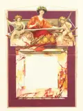 British, A classical figure (possibly Hestia) flanked by cherubs above a marble portico by Herbert Gandy, watercolour, offered Nov 2020