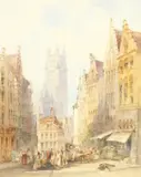 Staen Street Bruges 1899 by William Callow, 1899, Watercolour, sold Nov 2020