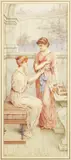 British, a pair of watercolour paintings of classical maidens in Temple Gardens by William Anstey Dolland, watercolour, sold Nov 2020