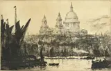 Saint Paul's from the River by Ernest Llewellyn Hampshire, etching, sold Nov 2020