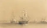 The English and French Fleets in the Baltic by Oswald Walters Brierly, lithograph, sold Nov 2020