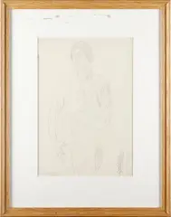 Portrait of a seated woman by Augustus John O.m., pencil, offered Oct 2012