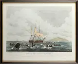 South Sea Whale Fishery by Thomas Sutherland, Hand-coloured aquatint, 1825, on wove, sold Oct 2012