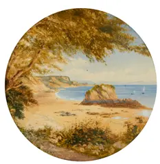 Devon coastal views, a pair by William Wyld, both signed and dated 'W.Wyld 1876' (lower right), watercolour, tondo, sold Oct 2012