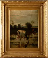 Cattle watering by a windmill by William Frederick Hulk, sold Oct 2012