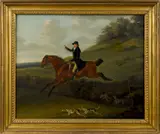 depicting a horse and rider with hounds by John Nost Sartorius, oil on canvas, offered Apr 2017