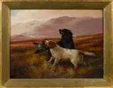 landscapes with hunting dogs by Robert Cleminson, oil on canvas, offered Apr 2017