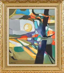abstract by Marcel Mouly, oil on canvas, offered Apr 2017