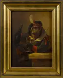of a monkey with a bottle of wine by Zacharias Notermann, oil on panel, offered Apr 2017