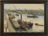 industrial scene by Lorenz Bösken, oil on board, offered Apr 2017