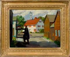 titled The Artist in Rockport Massachusetts by Richard Evett Bishop, oil on board, offered Apr 2017