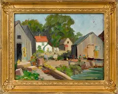 titled Rockport Maine by Richard Evett Bishop, oil on board, offered Apr 2017