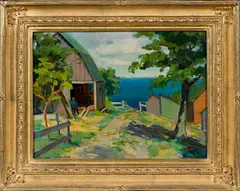 titled Cape Anne by Richard Evett Bishop, oil on board, offered Apr 2017