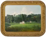 landscape with gothic house by Godfrey Frankenstein, oil on canvas, offered Apr 2017