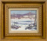 titled New Hope Pa Frozen River by Alfred Nunamaker, oil on board, offered Apr 2017