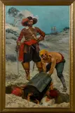 illustration of pirates and their buried treasure by Anton Otto Fischer, oil on canvas, offered Apr 2017
