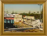 coastal scene with bridge by Stephen Etnier, oil on canvas, offered Apr 2017