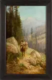 landscape with Native Americans on horseback by Victor Casnelli, oil on canvas, offered Apr 2017