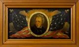 on poplar panel portrait of Andrew Jackson ''The Old Democrat'' by Edward Hicks, oil, offered Apr 2017