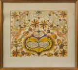 fraktur birth certificate by Joseph Lochbaum the Nine Hearts Artist, ink and watercolor, offered Apr 2017