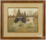 landscape with cows by Carl Weber, watercolor and gouache, offered Mar 2017