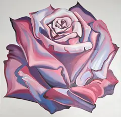 Rose on White by Lowell Nesbitt, 1979, oil on canvas (unstretched), sold Sep 2022