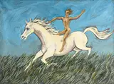Untitled (Herald on a White Horse) by Emlen Etting, 1962-66, oil on canvas, sold Sep 2022
