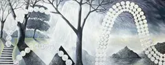 Falling Waters by Lowell Nesbitt, 1985, oil on canvas, sold Sep 2022