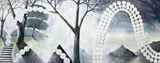Falling Waters by Lowell Nesbitt, 1985, oil on canvas, sold Sep 2022