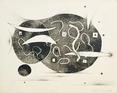Untitled (Abstract Composition) by Lowell Nesbitt, 1963, ink and graphite on paper, sold Sep 2022
