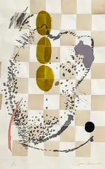 Untitled (Abstract Composition) by James Brown, 1999, lithograph and paper collage, sold Sep 2022