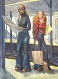 Subway, New York City, with Two Figures by Lucian Geraci, 1993, oil on canvas, sold Sep 2022